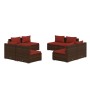 Set muebles de jardín 8 piezas y cojines ratán sintético marrón de vidaXL, Conjuntos de jardín - Ref: Foro24-3101539, Precio:...