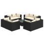 Set de muebles de jardín 9 pzas y cojines ratán sintético negro de vidaXL, Conjuntos de jardín - Ref: Foro24-3101559, Precio:...