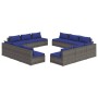 Set de muebles de jardín 12 pzas cojines ratán sintético gris de vidaXL, Conjuntos de jardín - Ref: Foro24-3101574, Precio: 8...