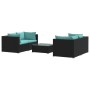 Set de muebles de jardín 5 pzas y cojines ratán sintético negro de vidaXL, Conjuntos de jardín - Ref: Foro24-3101481, Precio:...