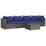 Gartensofa Set 5 Stück und Kissen synthetisches Rattan grau von vidaXL, Gartensets - Ref: Foro24-3101438, Preis: 315,13 €, Ra...