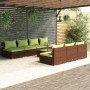 8-teilige Gartensofagarnitur und braune synthetische Rattankissen von vidaXL, Gartensets - Ref: Foro24-3101468, Preis: 769,04...