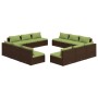 Set muebles de jardín 12 pzas y cojines ratán sintético marrón de vidaXL, Conjuntos de jardín - Ref: Foro24-3101572, Precio: ...