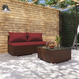 3-piece garden furniture set and brown synthetic rattan cushions by vidaXL, Garden sets - Ref: Foro24-3101403, Price: 261,06 ...