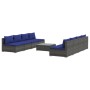 Set de muebles de jardín 9 pzas y cojines ratán sintético gris de vidaXL, Conjuntos de jardín - Ref: Foro24-3101478, Precio: ...