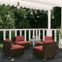 Set muebles de jardín 4 piezas y cojines ratán sintético marrón de vidaXL, Conjuntos de jardín - Ref: Foro24-3101531, Precio:...