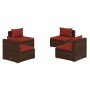 Set muebles de jardín 4 piezas y cojines ratán sintético marrón de vidaXL, Conjuntos de jardín - Ref: Foro24-3101531, Precio:...