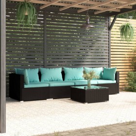 5-piece garden sofa set with black synthetic rattan cushions by vidaXL, Garden sets - Ref: Foro24-3101433, Price: 359,95 €, D...