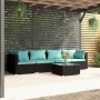 Gartensofa-Set 5 Stück und Kissen synthetischen Rattan schwarz von vidaXL, Gartensets - Ref: Foro24-3101433, Preis: 359,95 €,...