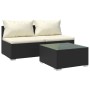 Set de muebles de jardín 3 pzas y cojines ratán sintético negro de vidaXL, Conjuntos de jardín - Ref: Foro24-3101399, Precio:...