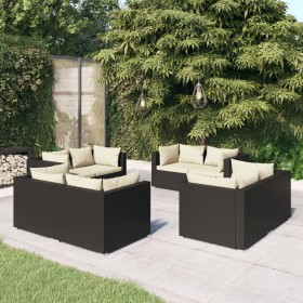 8-teiliges Gartenmöbel-Set und schwarze synthetische Rattankissen von vidaXL, Gartensets - Ref: Foro24-3101551, Preis: 835,30...