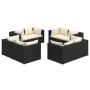 Set de muebles de jardín 8 pzas y cojines ratán sintético negro de vidaXL, Conjuntos de jardín - Ref: Foro24-3101551, Precio:...