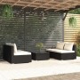 5-teiliges Gartensofa-Set und schwarze synthetische Rattankissen von vidaXL, Gartensets - Ref: Foro24-3101439, Preis: 523,37 ...