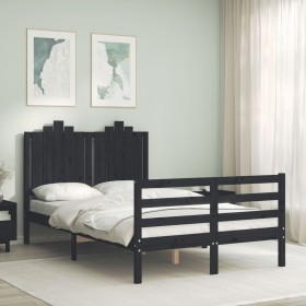 Bed frame with black solid wood headboard 120x200 cm by vidaXL, Beds and slatted bases - Ref: Foro24-3194180, Price: 166,01 €...