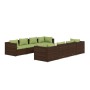 Set muebles de jardín 9 piezas y cojines ratán sintético marrón de vidaXL, Conjuntos de jardín - Ref: Foro24-3101516, Precio:...