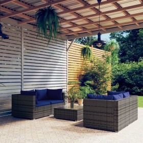 Gartensofa Set 5 Stück und Kissen synthetisches Rattan grau von vidaXL, Gartensets - Ref: Foro24-3101486, Preis: 338,99 €, Ra...