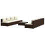 Set muebles de jardín 9 piezas y cojines ratán sintético marrón de vidaXL, Conjuntos de jardín - Ref: Foro24-3101474, Precio:...