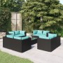 9-teiliges Gartenmöbel-Set und schwarze synthetische Rattankissen von vidaXL, Gartensets - Ref: Foro24-3101561, Preis: 723,76...