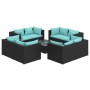 Set de muebles de jardín 9 pzas y cojines ratán sintético negro de vidaXL, Conjuntos de jardín - Ref: Foro24-3101561, Precio:...