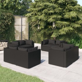 8-piece garden furniture set and black synthetic rattan cushions by vidaXL, Garden sets - Ref: Foro24-3101552, Price: 683,26 ...