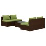 Garten Sofa Set 5 Stück und Kissen braun synthetischen Rattan von vidaXL, Gartensets - Ref: Foro24-3101444, Preis: 472,57 €, ...