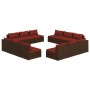 Set muebles de jardín y cojines 12 pzas ratán sintético marrón de vidaXL, Conjuntos de jardín - Ref: Foro24-3101571, Precio: ...