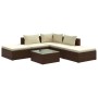 Set muebles de jardín 6 piezas y cojines ratán sintético marrón de vidaXL, Conjuntos de jardín - Ref: Foro24-3101602, Precio:...