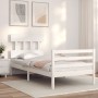 White solid wood bed frame with headboard 100x200 cm by vidaXL, Beds and slatted bases - Ref: Foro24-3195147, Price: 104,25 €...