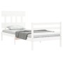 White solid wood bed frame with headboard 100x200 cm by vidaXL, Beds and slatted bases - Ref: Foro24-3195147, Price: 104,25 €...