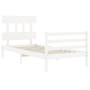 White solid wood bed frame with headboard 100x200 cm by vidaXL, Beds and slatted bases - Ref: Foro24-3195147, Price: 104,25 €...