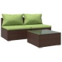 Set muebles de jardín 3 piezas y cojines ratán sintético marrón de vidaXL, Conjuntos de jardín - Ref: Foro24-3101404, Precio:...