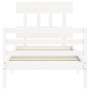 White solid wood bed frame with headboard 100x200 cm by vidaXL, Beds and slatted bases - Ref: Foro24-3195147, Price: 104,25 €...