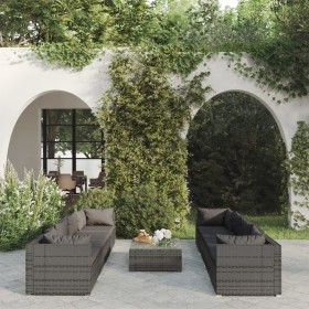 Gartenmöbelset 9-tlg. und Kissen Kunststoff Rattan grau von vidaXL, Gartensets - Ref: Foro24-3101517, Preis: 888,99 €, Rabatt: %