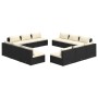 Gartensofa-Set 12-teilig mit schwarzen synthetischen Rattankissen von vidaXL, Gartensets - Ref: Foro24-3101567, Preis: 1,00 €...