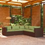 Garten Sofa Set 5 Stück und Kissen braun synthetischen Rattan von vidaXL, Gartensets - Ref: Foro24-3101700, Preis: 422,37 €, ...