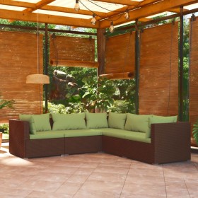 Garden set with 5 pieces of sofas and brown synthetic rattan cushions. by vidaXL, Garden sets - Ref: Foro24-3101700, Price: 4...