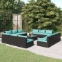 Set muebles de jardín 13 pzas y cojines ratán sintético negro de vidaXL, Conjuntos de jardín - Ref: Foro24-3101577, Precio: 1...