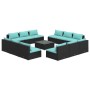 Set muebles de jardín 13 pzas y cojines ratán sintético negro de vidaXL, Conjuntos de jardín - Ref: Foro24-3101577, Precio: 1...