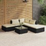 Set de muebles de jardín 6 pzas y cojines ratán sintético negro de vidaXL, Conjuntos de jardín - Ref: Foro24-3101599, Precio:...