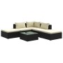 Set de muebles de jardín 6 pzas y cojines ratán sintético negro de vidaXL, Conjuntos de jardín - Ref: Foro24-3101599, Precio:...