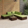 6-teiliges Gartenmöbel-Set und braune synthetische Rattankissen von vidaXL, Gartensets - Ref: Foro24-3101604, Preis: 549,01 €...