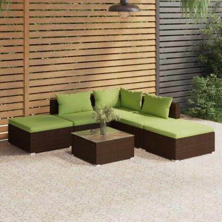 6-piece garden furniture set and brown synthetic rattan cushions by vidaXL, Garden sets - Ref: Foro24-3101604, Price: 549,01 ...