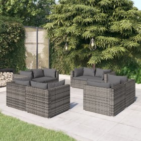 Garden furniture set 8 pieces and gray synthetic rattan cushions by vidaXL, Garden sets - Ref: Foro24-3101557, Price: 922,76 ...