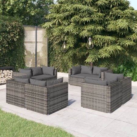 Satz Gartenmöbel 8 Stück und Kissen synthetischen Rattan grau von vidaXL, Gartensets - Ref: Foro24-3101557, Preis: 678,99 €, ...