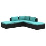 Set de muebles de jardín 5 pzas y cojines ratán sintético negro de vidaXL, Conjuntos de jardín - Ref: Foro24-3101609, Precio:...