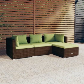 4-piece garden furniture set and brown synthetic rattan cushions by vidaXL, Garden sets - Ref: Foro24-3101644, Price: 391,24 ...