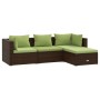 Set muebles de jardín 4 piezas y cojines ratán sintético marrón de vidaXL, Conjuntos de jardín - Ref: Foro24-3101644, Precio:...