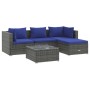 5-teiliges Gartensofa-Set und graue synthetische Rattankissen von vidaXL, Gartensets - Ref: Foro24-3101654, Preis: 378,43 €, ...