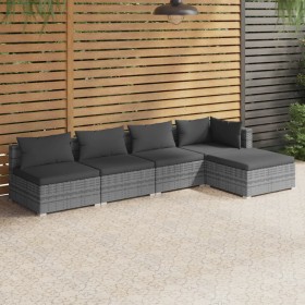 5-piece garden furniture set and gray synthetic rattan cushions by vidaXL, Garden sets - Ref: Foro24-3101629, Price: 483,26 €...