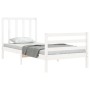 White solid wood bed frame with headboard 90x200 cm by vidaXL, Beds and slatted bases - Ref: Foro24-3193777, Price: 99,52 €, ...